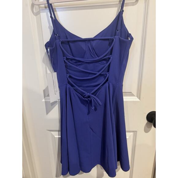 Honor & Rosie Blue Corset Mini Dress NWT Lace Up Back Size Med - Picture 6 of 12